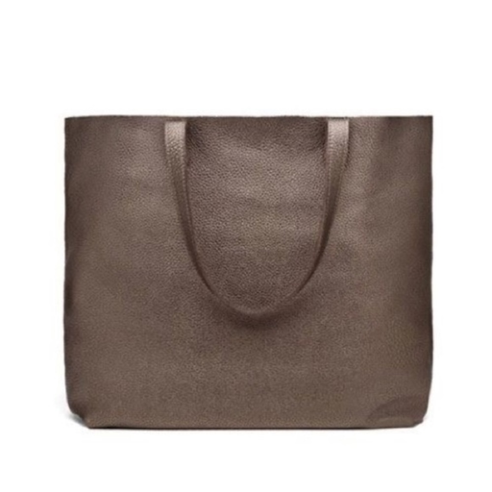 Cuyana Bronze Metallic Leather Tote